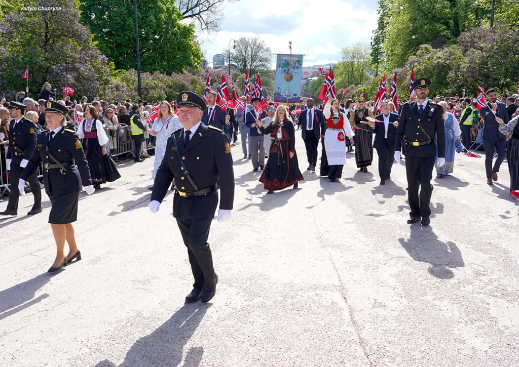 Oslo Mayor Anne Lindboe leading the festive National Day parade in Norway on May 17th 2026