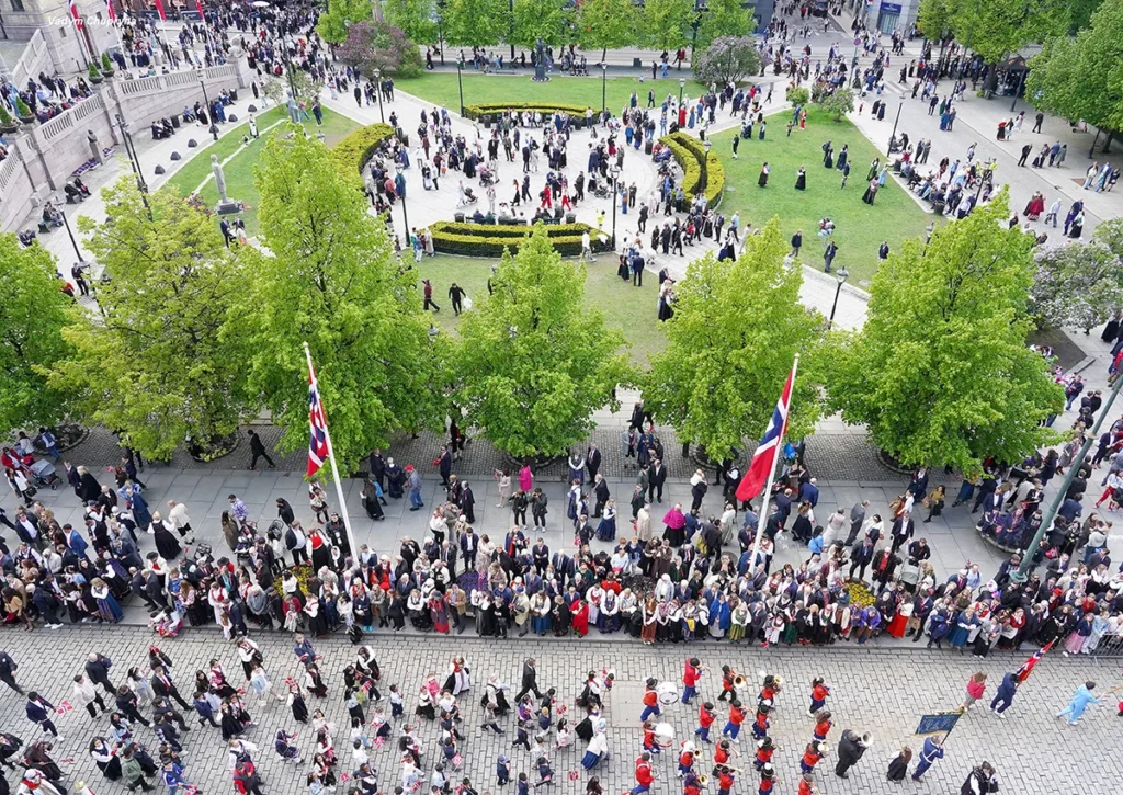 The square in front of the Stortinget parliament building on National Day in Oslo Norway on May 17th 2026